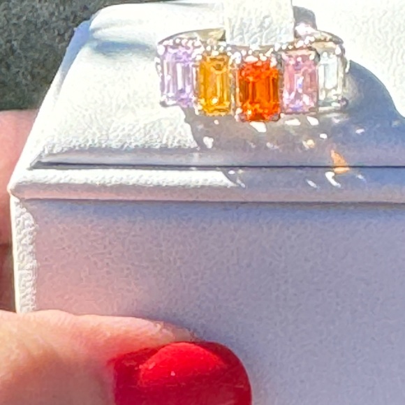 925 Emerald Cut Multi Gemstone Ring - Picture 6 of 12